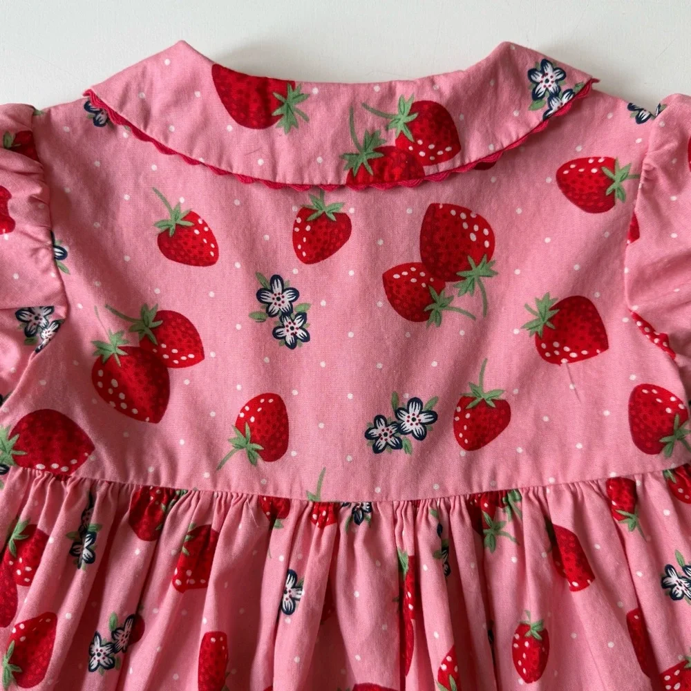Rachel Riley Strawberry Button-Front Dress - Size 18M - Picture 9 of 13